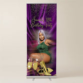 Lofaris Glitter Purple Wood Custom Retractable Birthday Banner